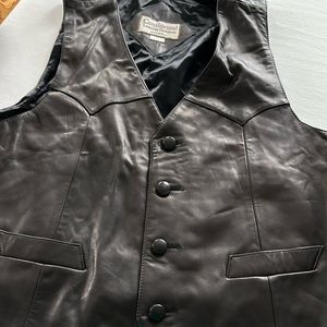 Men’s Fully Lined Leather Vest Black Size 58